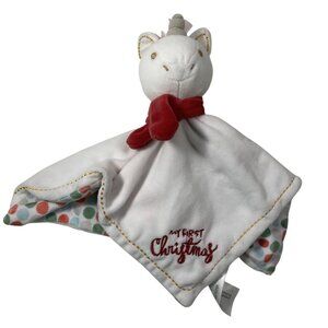 My First Christmas Unicorn Baby Lovey Plush Soft Toy White Security Blanket